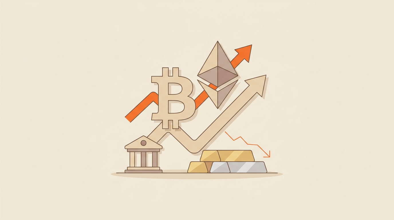 Bitcoin En Ethereum Openen Hoger, Goud En Zilver Dalen Door Geopolitieke Spanningen