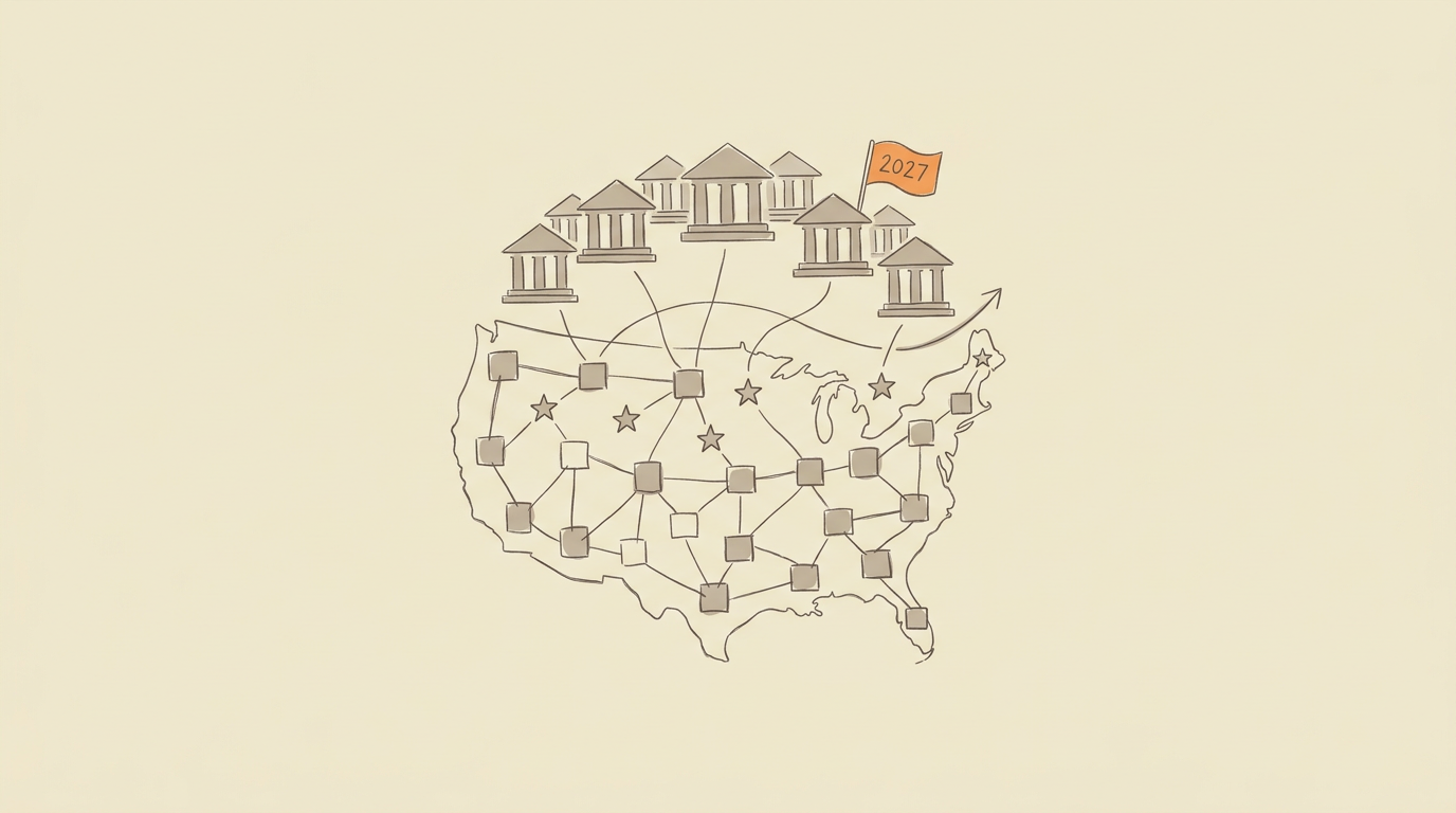Amerikaanse Banken Lanceren Eigen Blockchainnetwerk Tegen 2027 Met 39 Staatsverenigingen