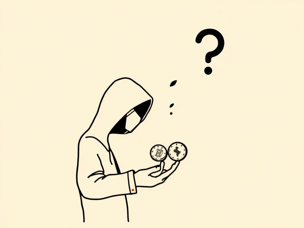 Anonieme gebruiker wisselt crypto zonder identiteitscontrole, illustratie Block #9
